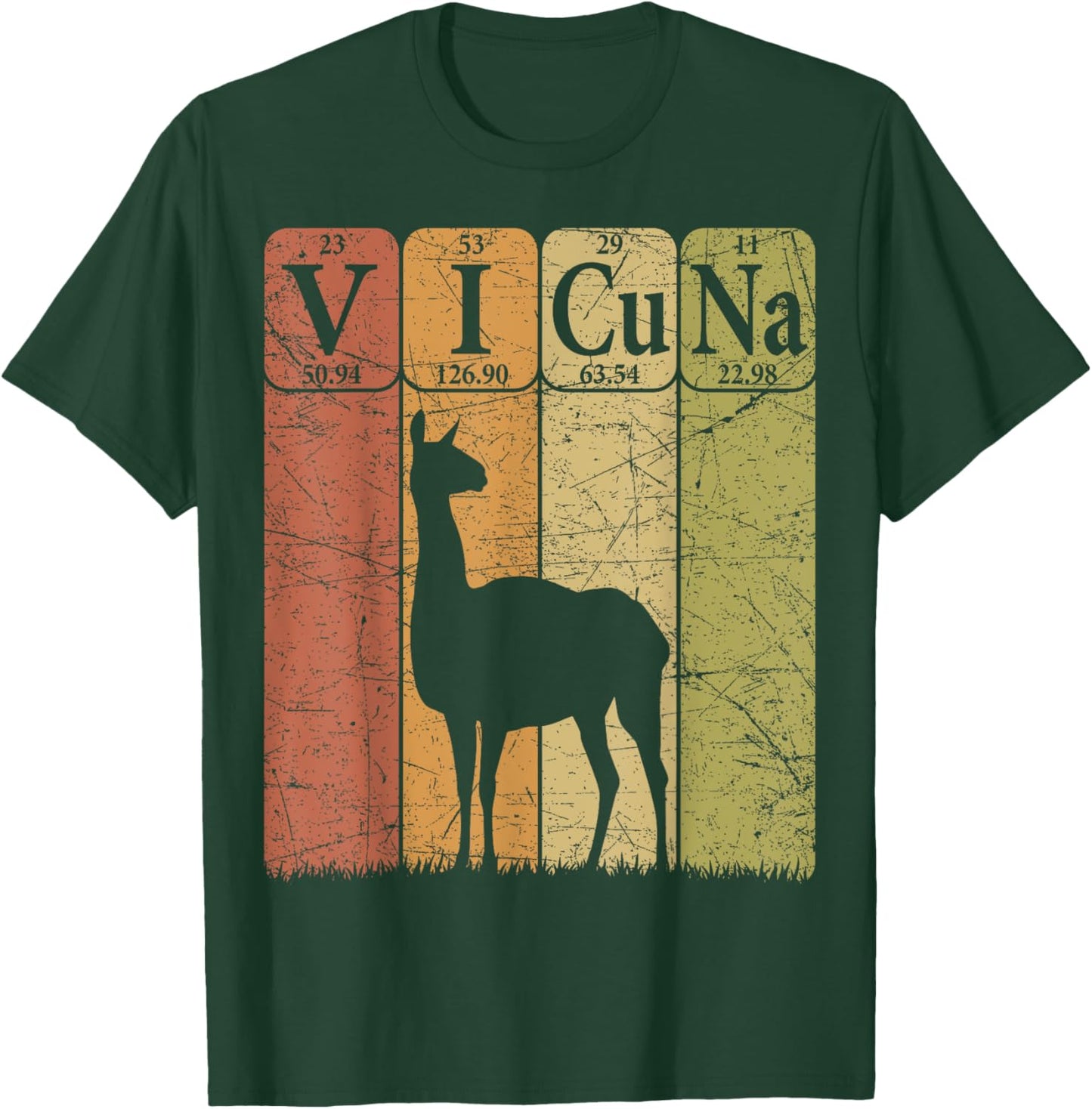 Vicuna Periodic Table Elements Vicuna Lover Camelids Retro T-Shirt - T-Shirt | Forest