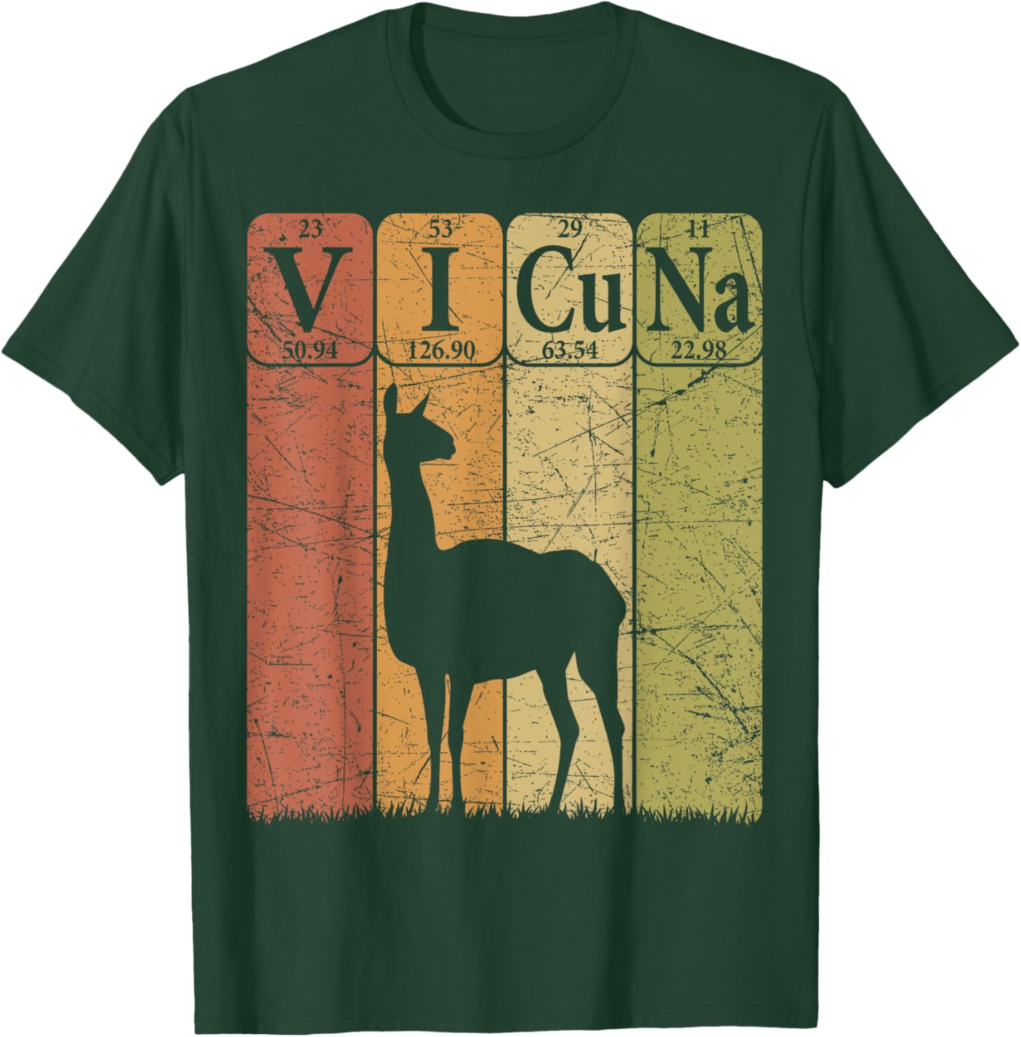 Vicuna Periodic Table Elements Vicuna Lover Camelids Retro T-Shirt - T-Shirt | Forest