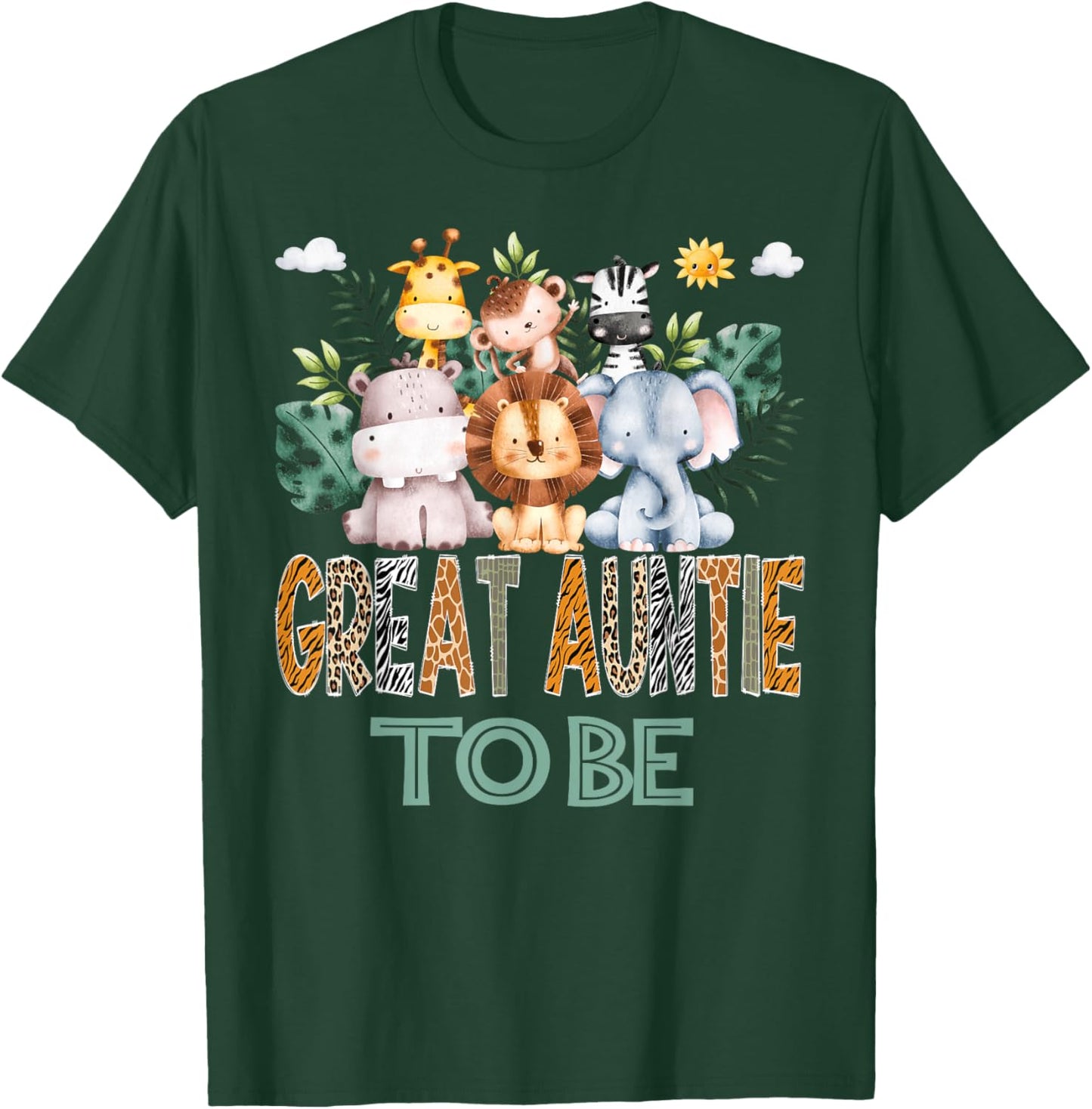 Soon To Be Great Auntie Jungle Animal Safari Gender Reveal T-Shirt - T-Shirt | Forest