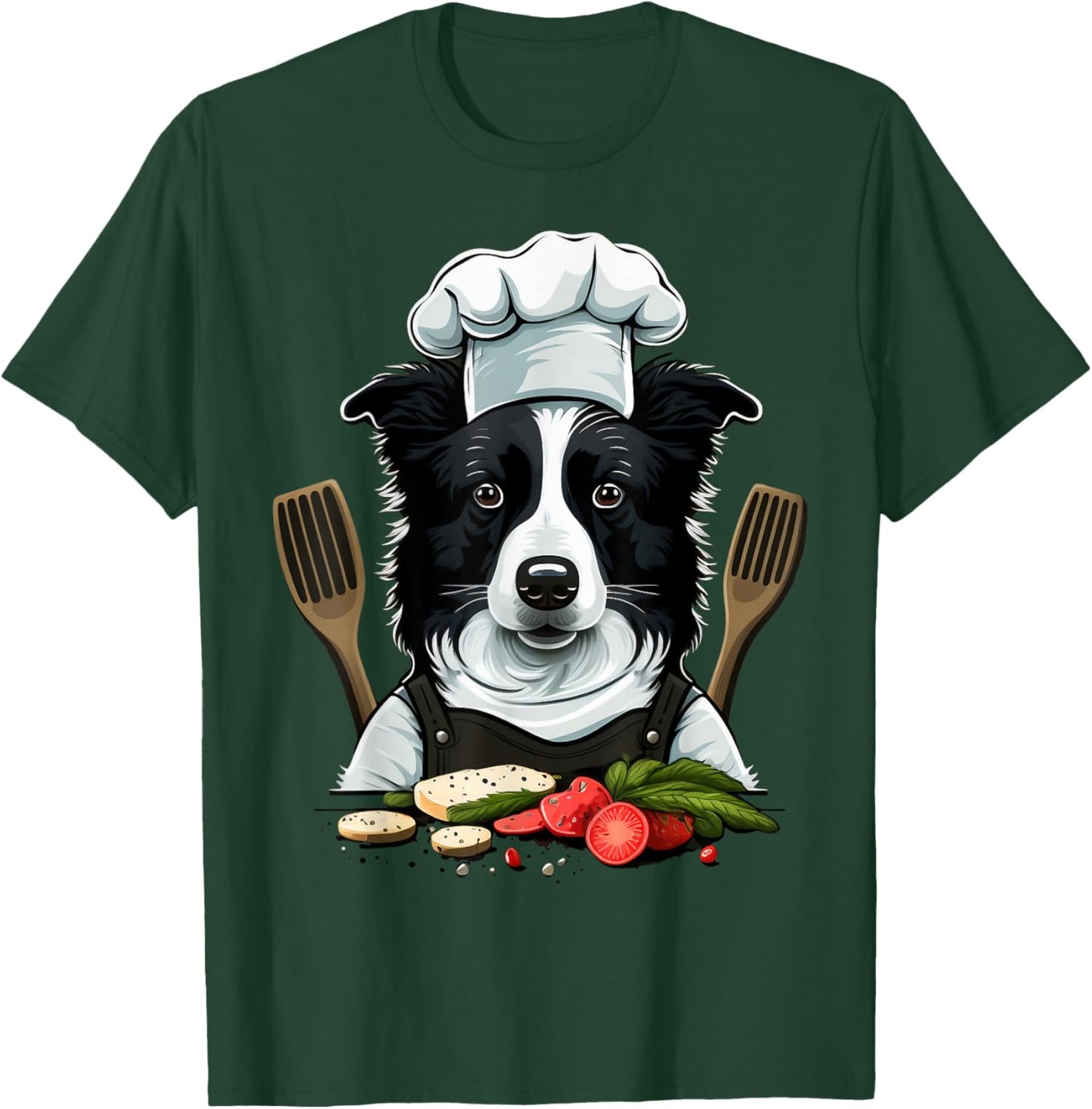 Cooking Border Collie Restaurant cook on Border Collie chef T-Shirt - T-Shirt | Forest