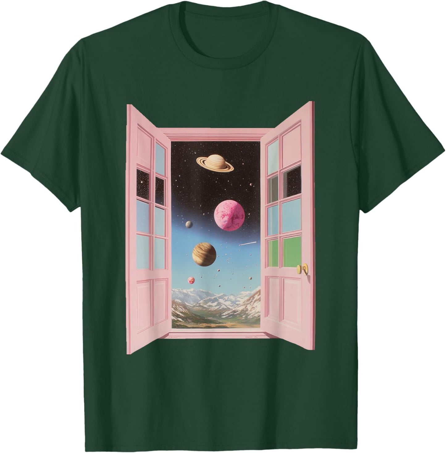 Surreal Cosmic Window Portal Outer Space Dreamcore Weirdcore T-Shirt - T-Shirt | Forest