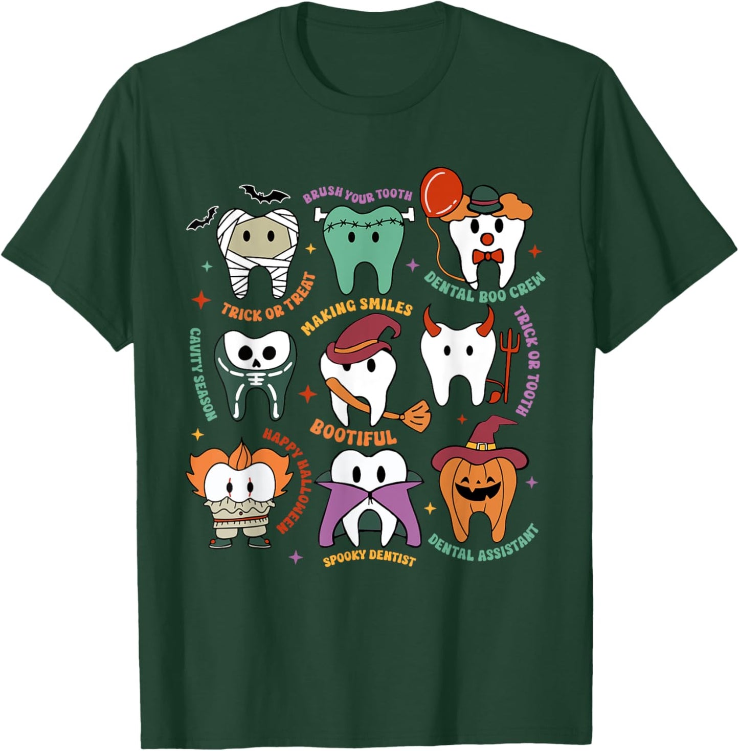 Halloween Dental Boo Crew Dentist Costume Teeth Women Men T-Shirt - T-Shirt | Forest