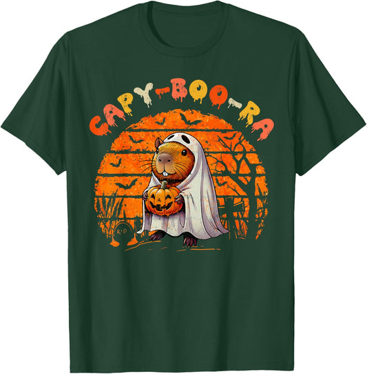 Capy-Boo-Ra Cute Capybara Boo Ghost Funny Cappy Halloween T-Shirt - T-Shirt | Forest