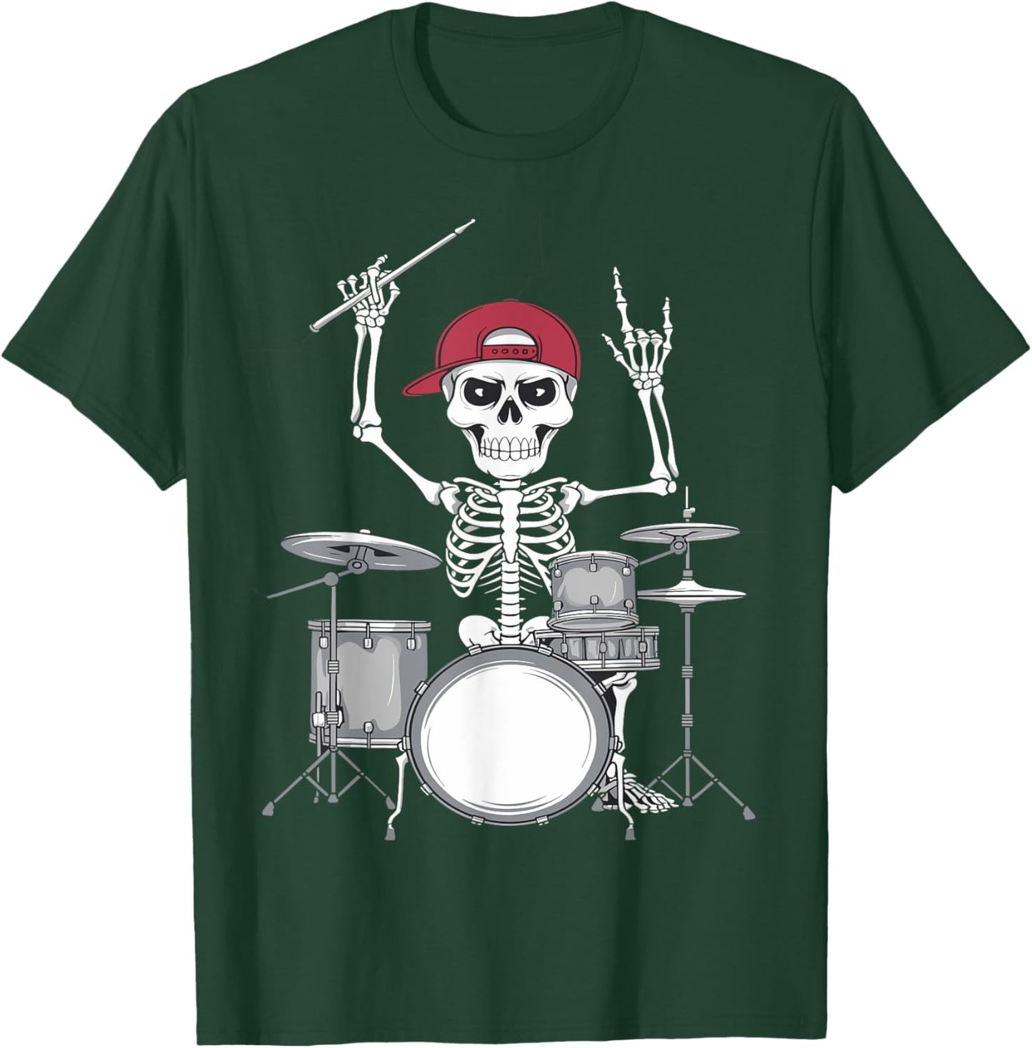 Skeleton Drummer Halloween Costume Playing Drums Boys Men T-Shirt - T-Shirt | Forest
