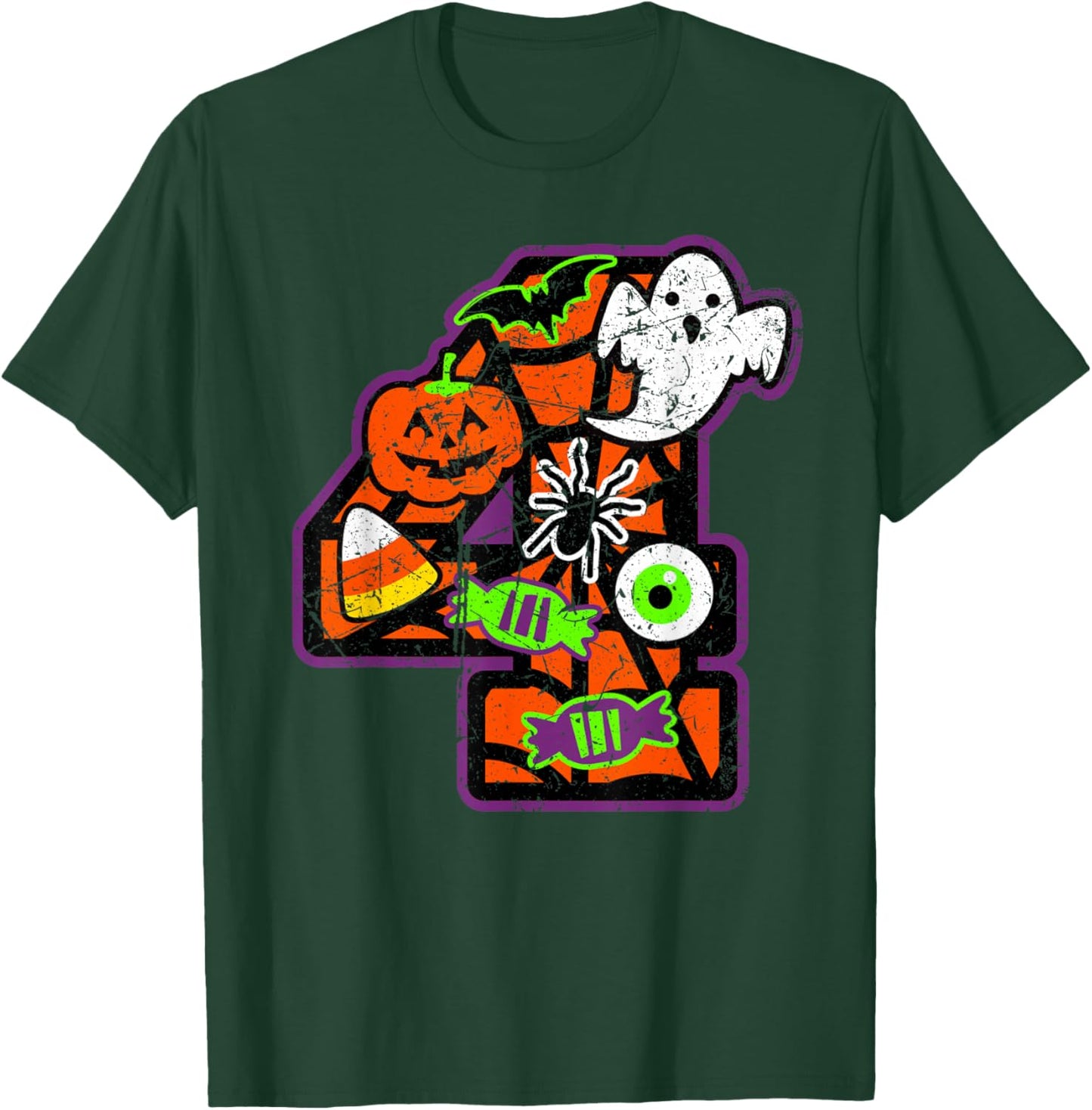 Bruh It's My 4th Birthday Halloween 4 Year Old Ghost Funny T-Shirt - T-Shirt | Forest