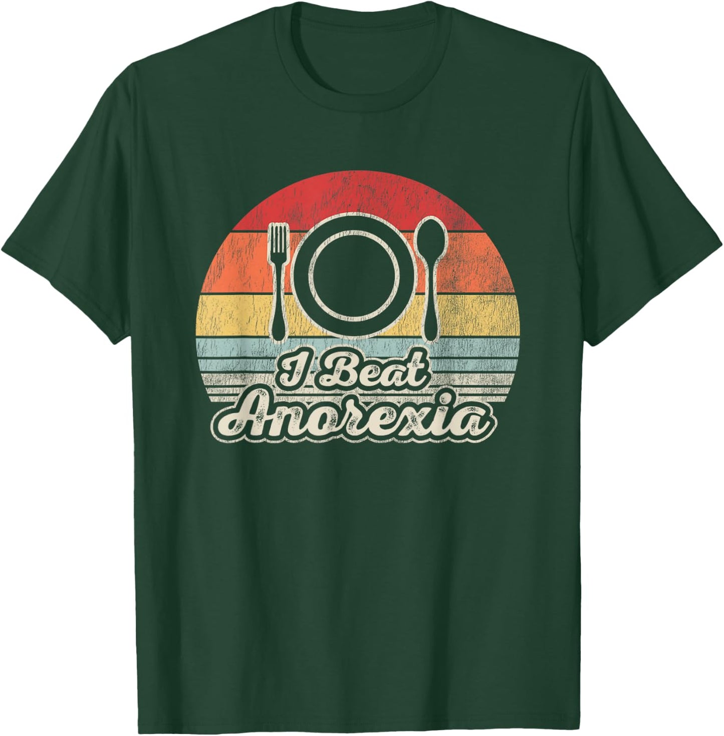 I Beat Anorexia Retro Humor Fork Spoon T-Shirt - T-Shirt | Forest