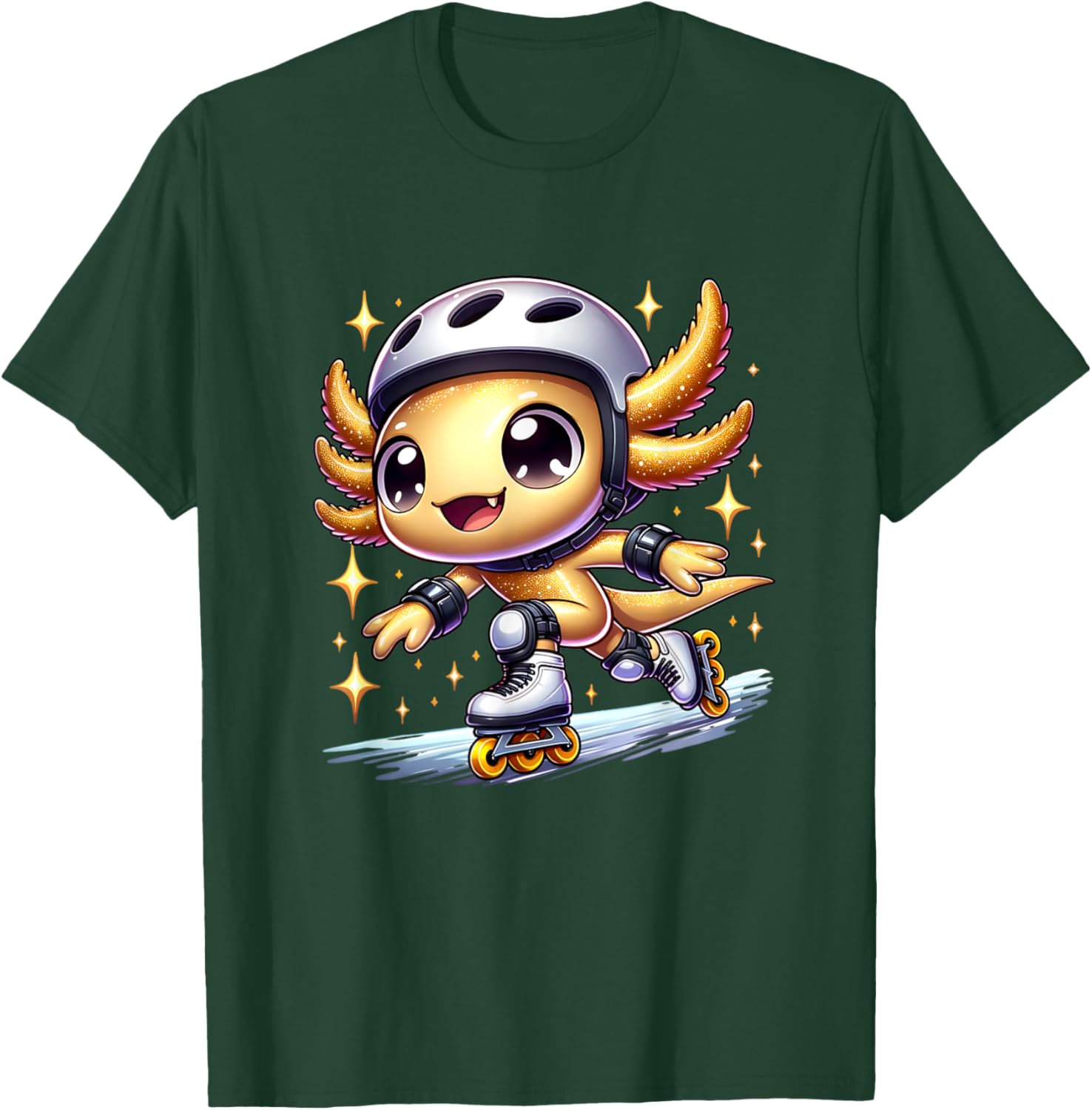 Funny Axolotl Rollerblade roller skater roller skate funny T-Shirt - T-Shirt | Forest