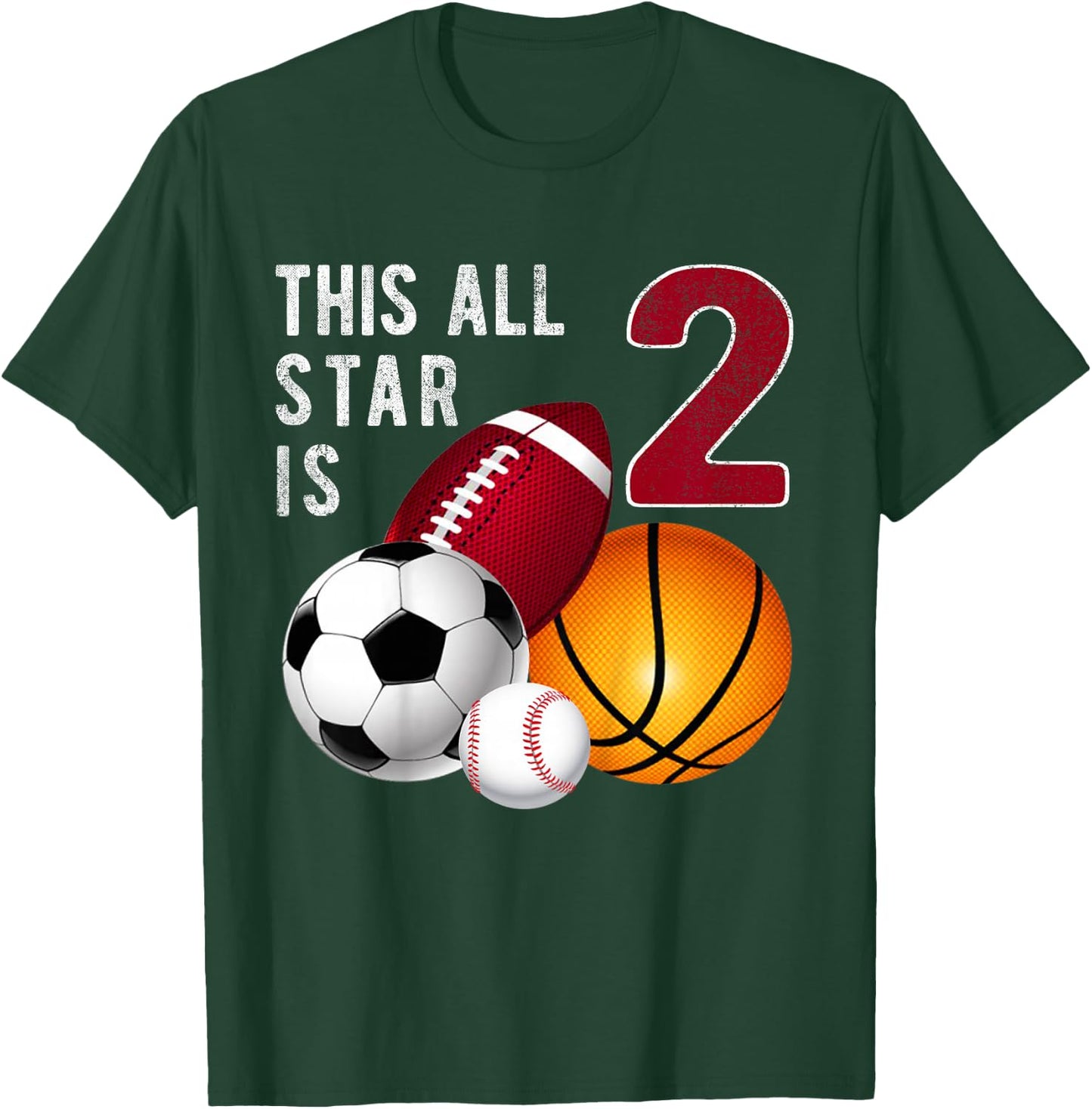 This All Star is 2 Years Old Gift Kids Birthday T-Shirt - T-Shirt | Forest