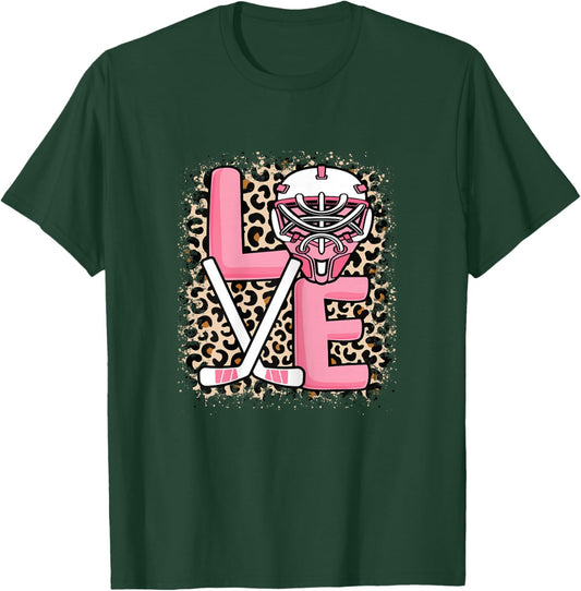 Cute Ice Hockey Love Hockey Player Women Girls Kids T-Shirt - T-Shirt | Forest