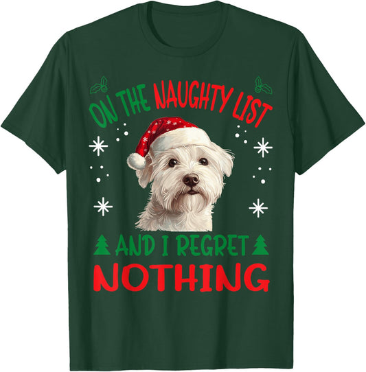Cute West Highland White Terrier Dog Christmas On The T-Shirt - T-Shirt | Forest