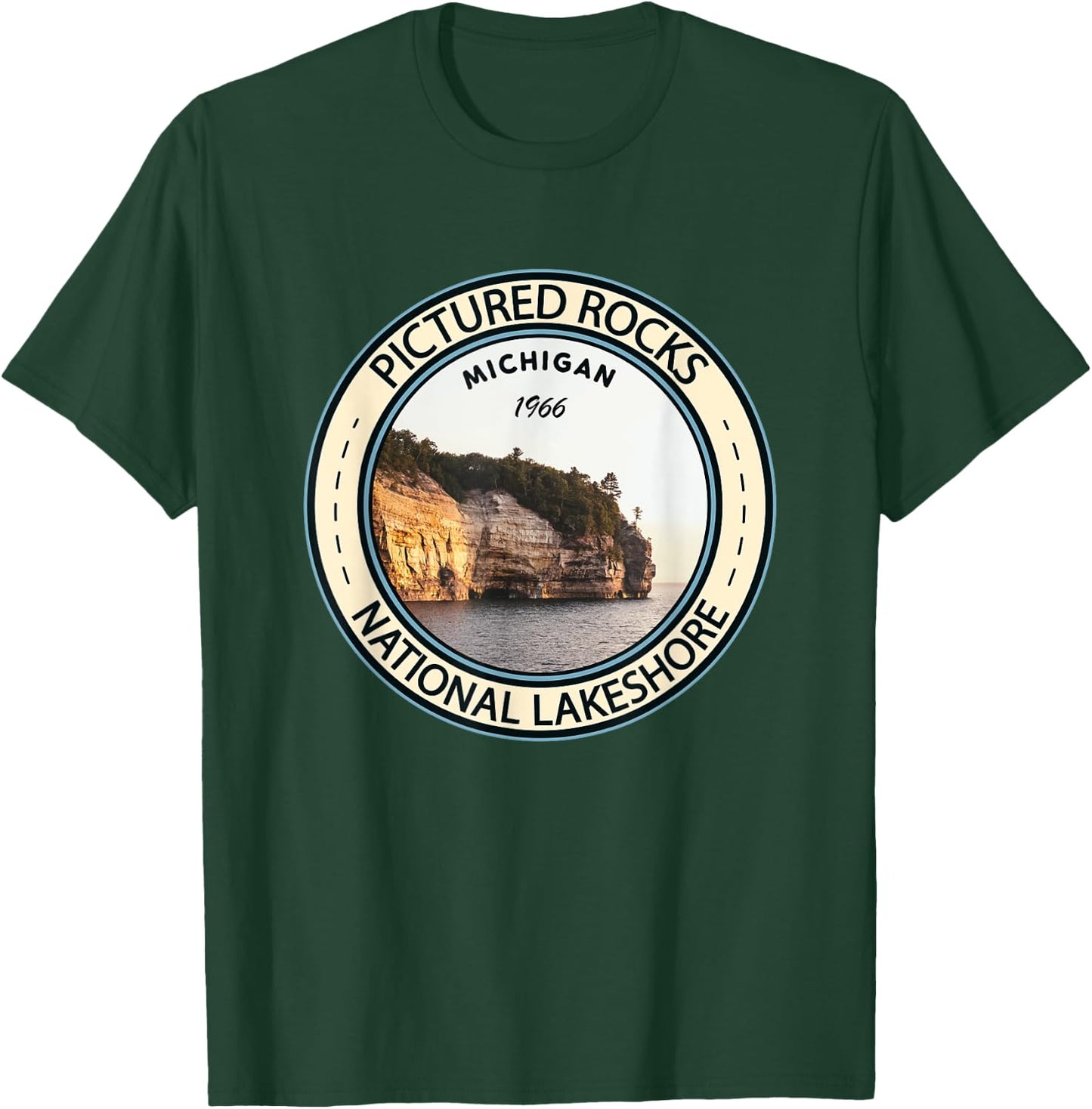 Pictured Rocks National Lakeshore Michigan Badge Vintage T-Shirt - T-Shirt | Forest