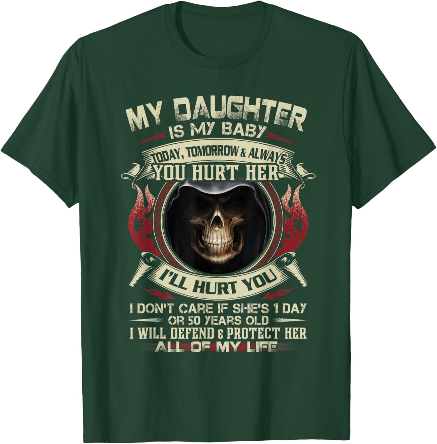 Badass Dad Shirt My Daughter Dating Hurt Her Protect Defend T-Shirt - T-Shirt | Forest