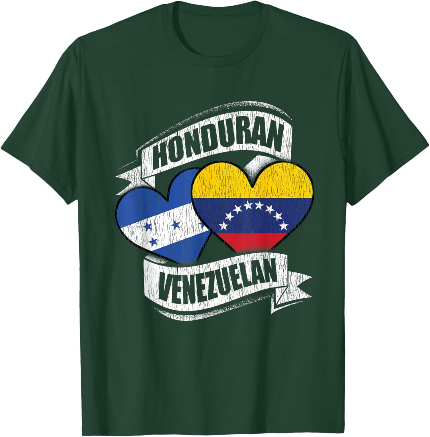 Honduran Venezuelan Hearts Honduras Venezuela Flags T-Shirt - T-Shirt | Forest