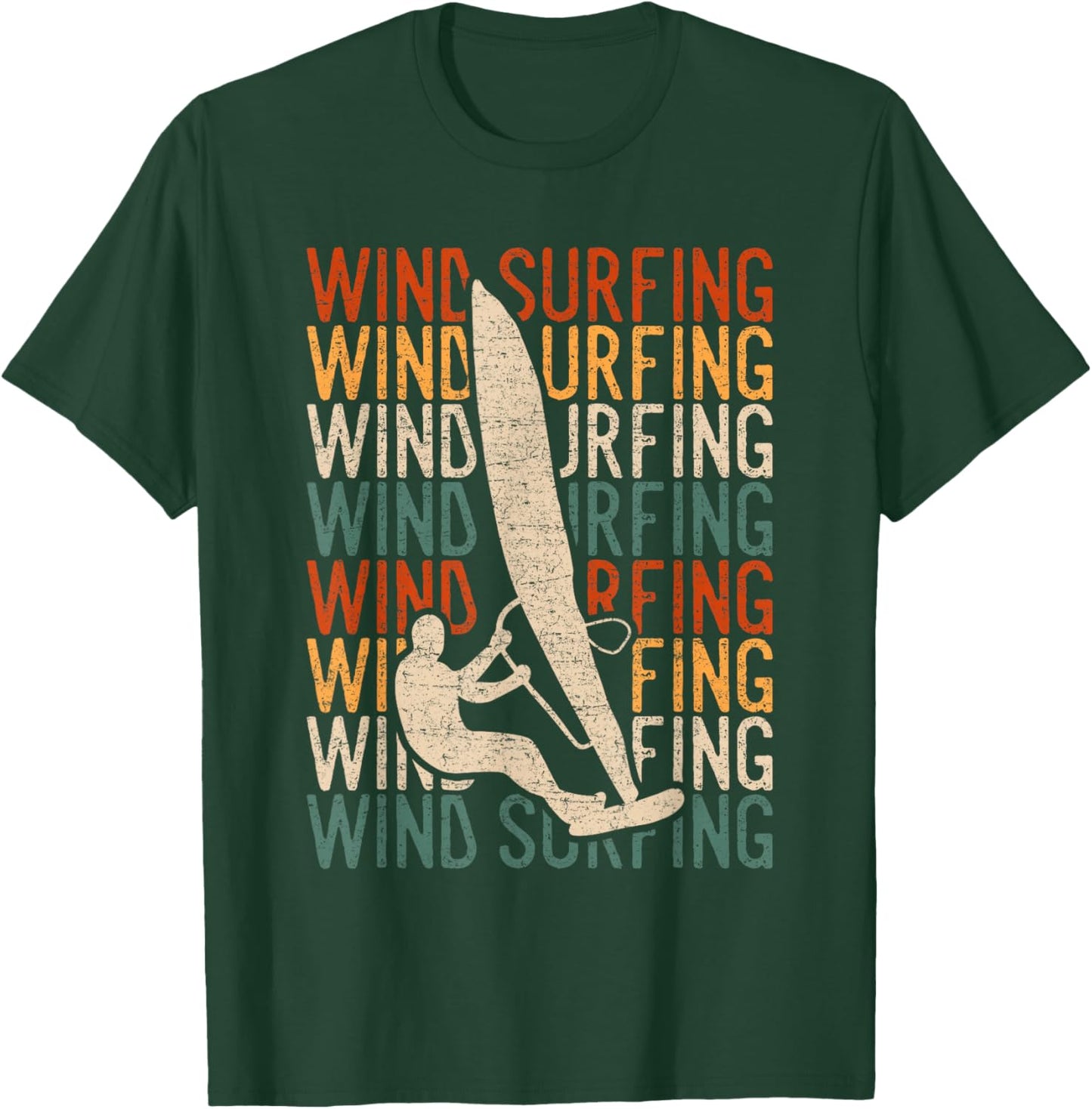 Wind Surfing Retro Vintage Surf Kitesurfing Windsurfing T-Shirt - T-Shirt | Forest