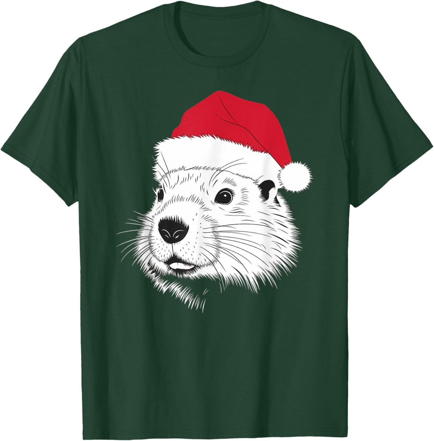 Joyful Groundhog Santa on Groundhog Christmas T-Shirt - T-Shirt | Forest