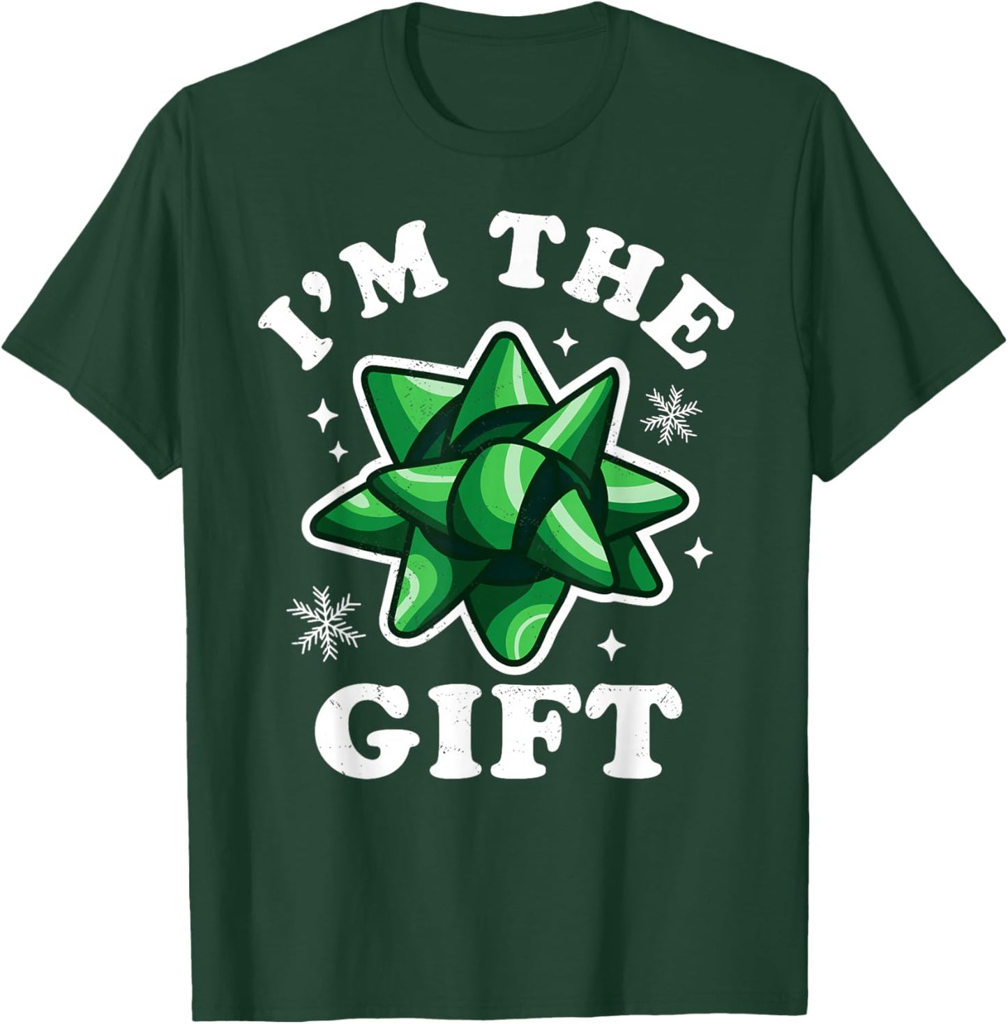 I'm the gift - Funny Ugly Christmas Sweater - Xmas Bow T-Shirt - T-Shirt | Forest