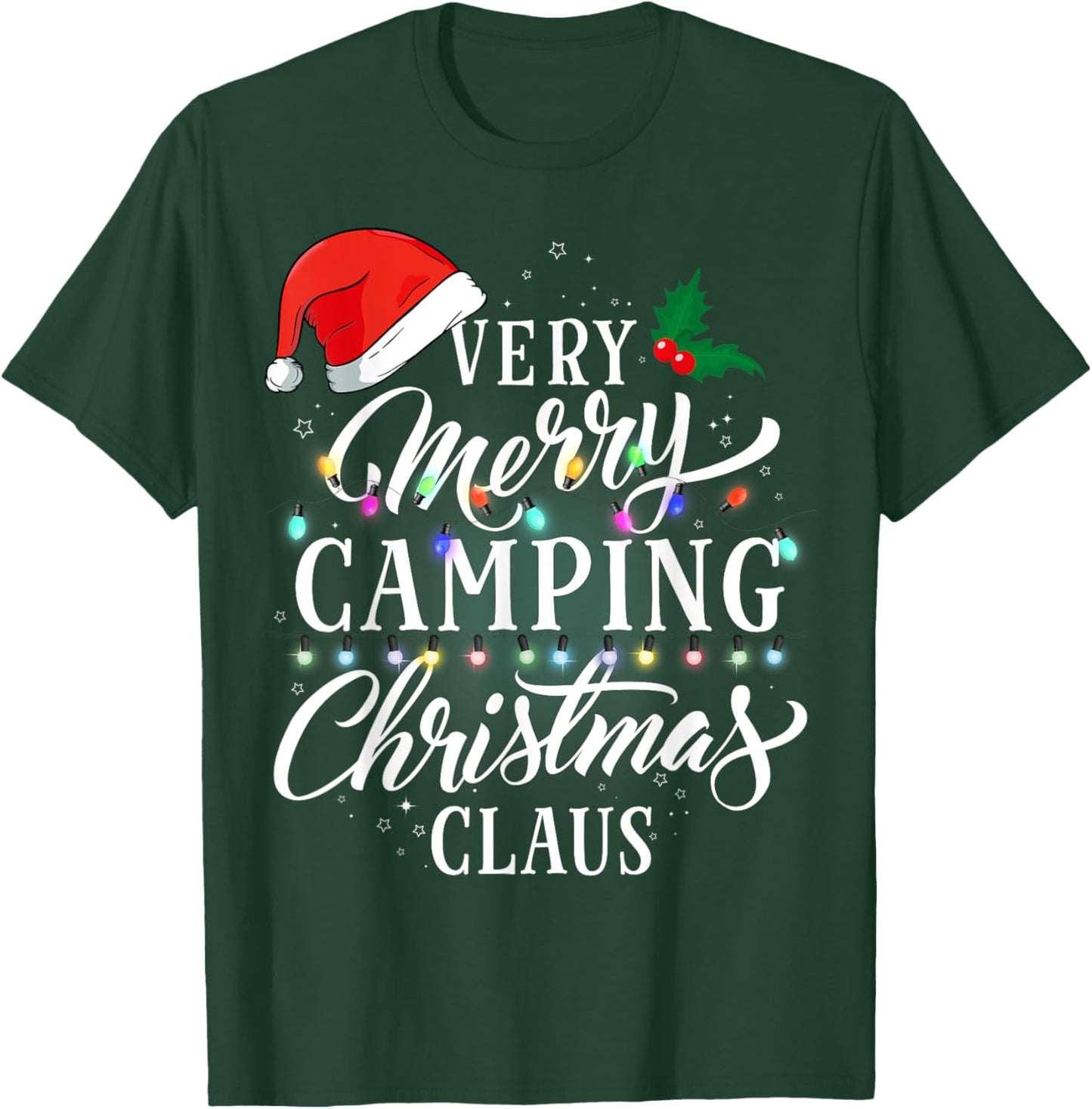 Very Merry Camping Christmas Claus Pajamas T-Shirt - T-Shirt | Forest