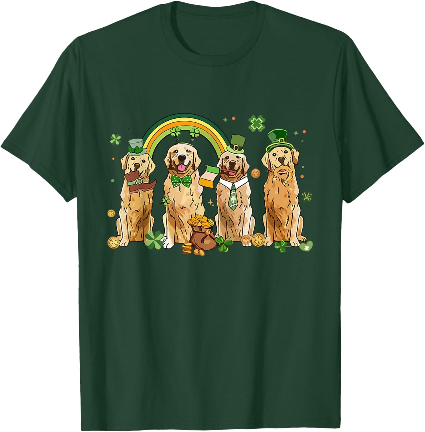 Golden Retriever St Patrick's Day Shamrock Golden Dog Mom Women T-Shirt - T-Shirt | Forest
