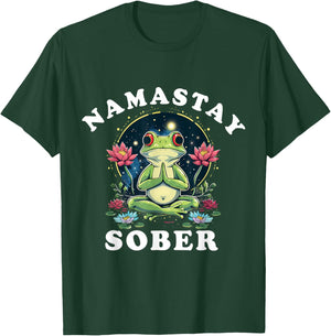 Namastay Sober Frog Toad 12 Step Recovery Mediation Floral T-Shirt - T-Shirt | Forest