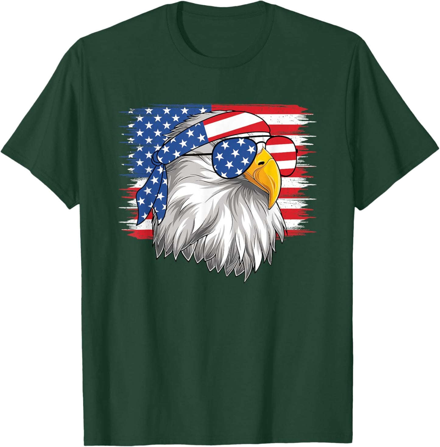 Funny 4th Of July American Flag Patriotic Eagle USA Men Boys T-Shirt - T-Shirt | Forest