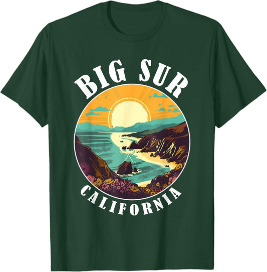 Big Sur California Beach Central Retro Forest Camping Men Women T-Shirt - T-Shirt | Forest