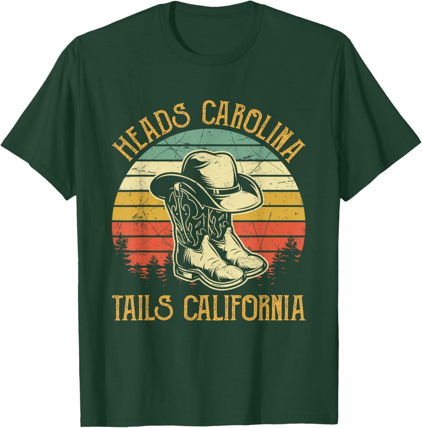 Heads Carolina Tail California Western Cowgirl Country Music T-Shirt - T-Shirt | Forest