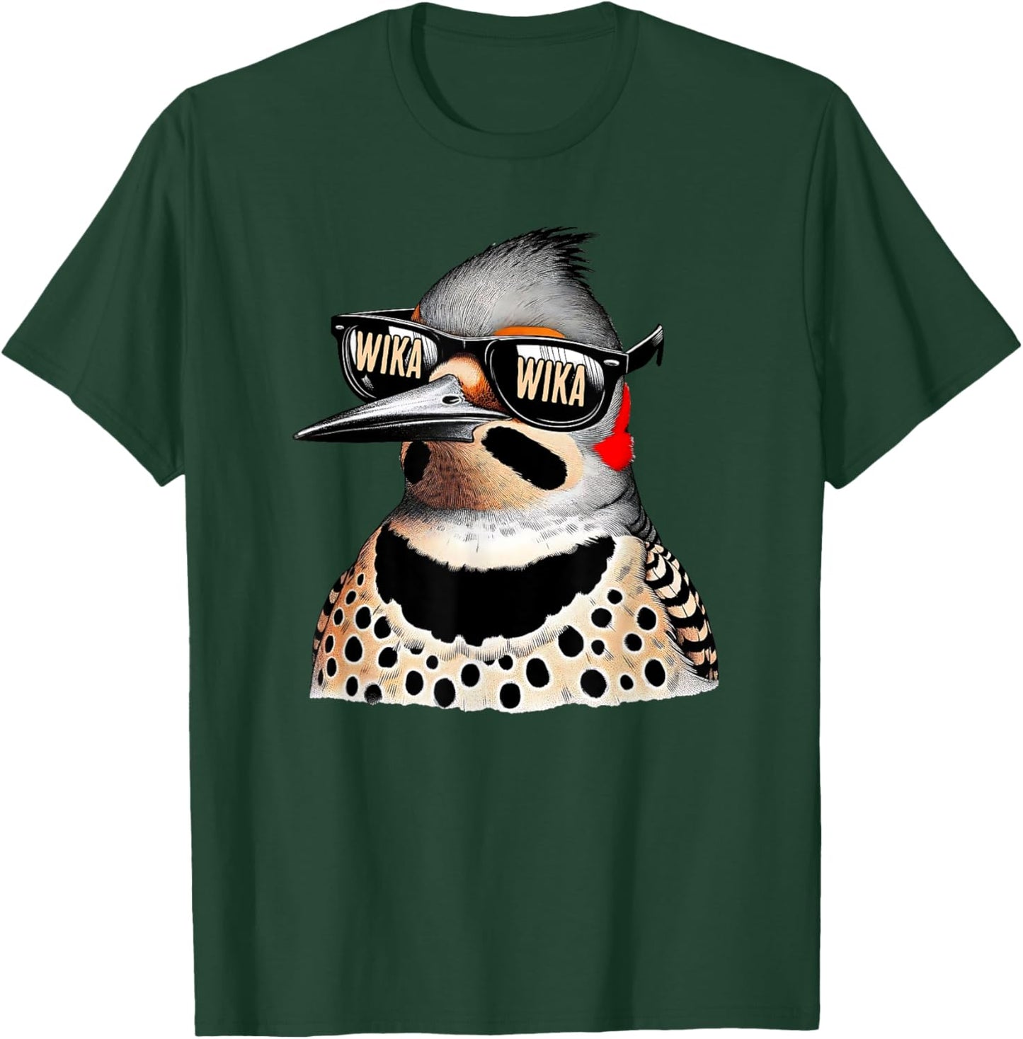 Antler & Oak Funny Northern Flicker WIka Wika for bird nerds , Small, Blue T-Shirt - T-Shirt | Forest