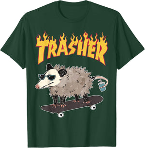 Opossum Skater Hipster Trasher Funny Trash Opossum Meme T-Shirt - T-Shirt | Forest