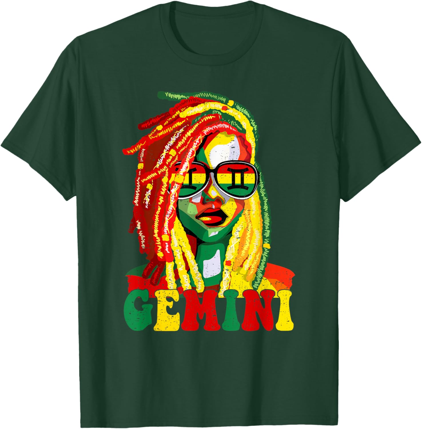 Gemini Queen Black Women Loc'd Girl Zodiac Sign Birthday T-Shirt - T-Shirt | Forest