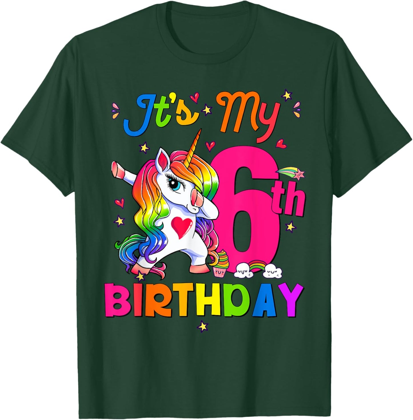 6 Years Old Unicorn It's My 6th Birthday Girl Party T-Shirt - T-Shirt | Forest