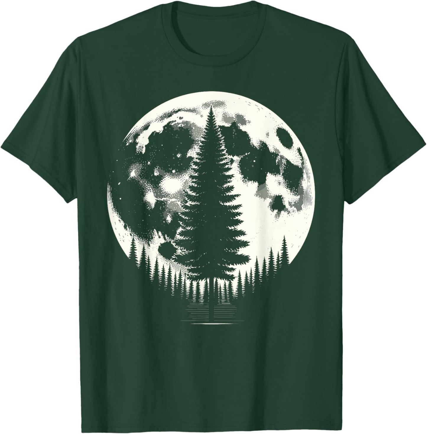 Retro Moon Nature Forest Trees Outdoor T-Shirt - T-Shirt | Forest