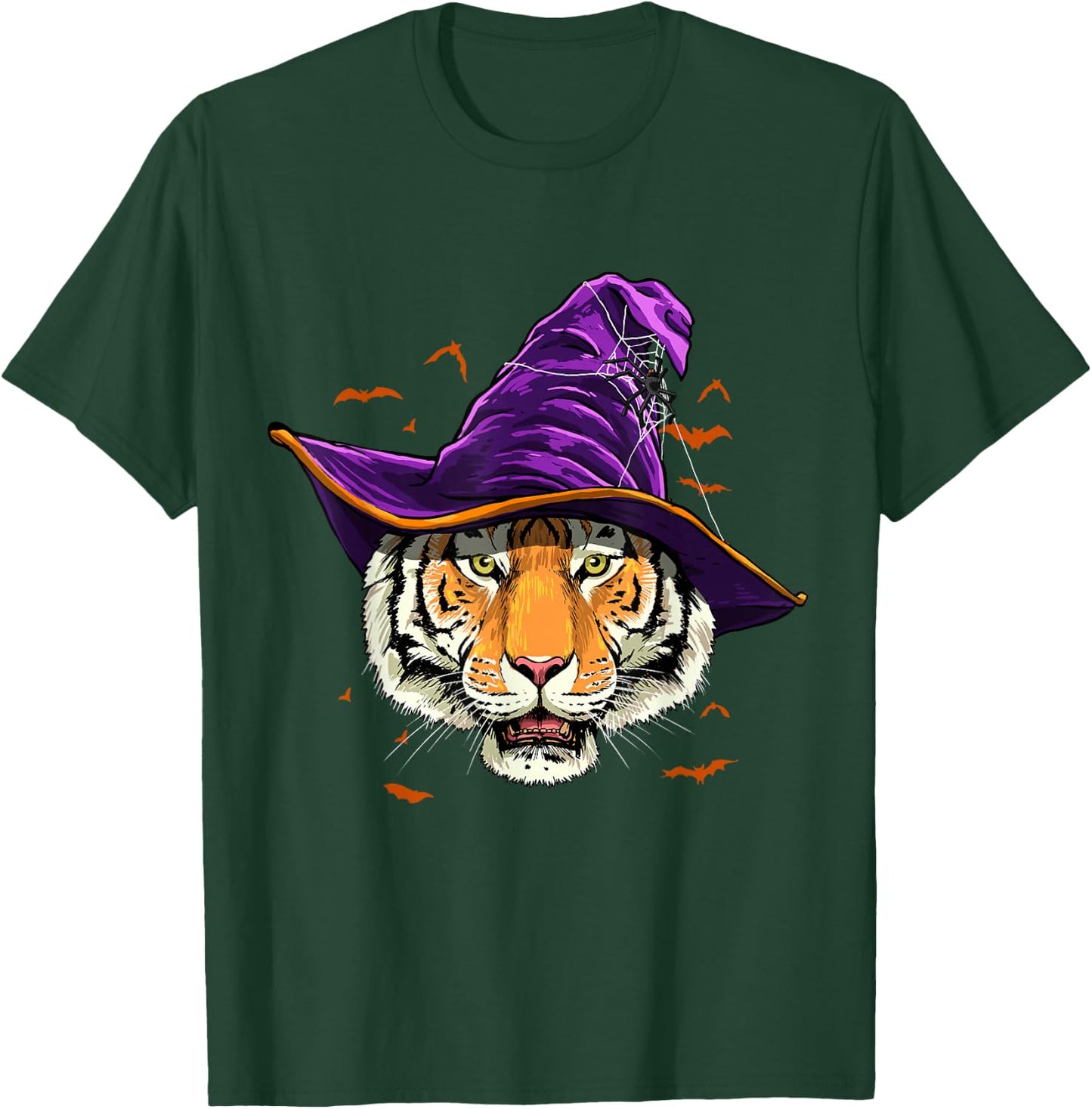 Tiger Witch Hat Funny Halloween Tiger Lover Whisperer T-Shirt - T-Shirt | Forest