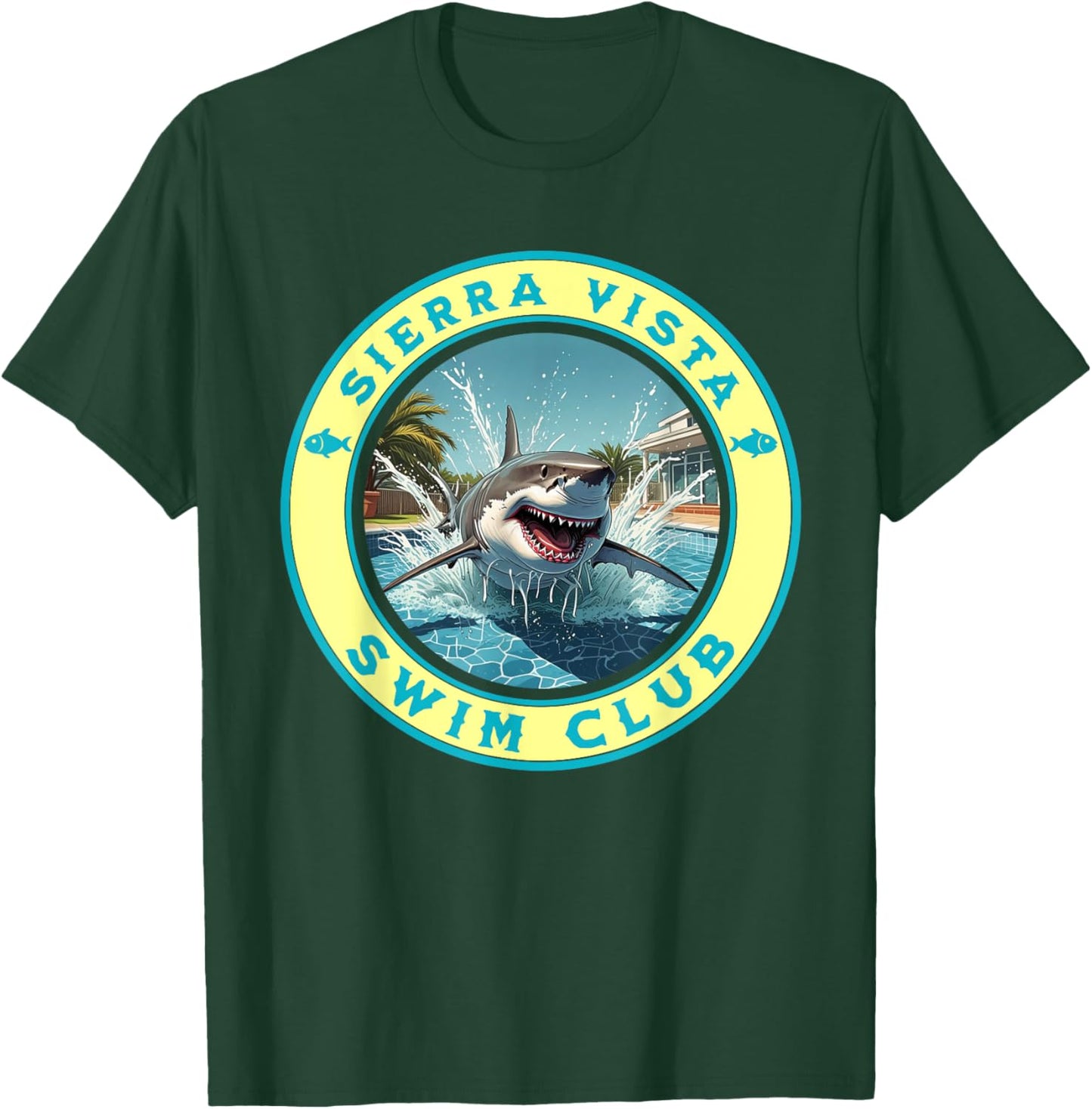 Pool Party Sierra Vista AZ Shark Theme Swimming Souvenir T-Shirt - T-Shirt | Forest