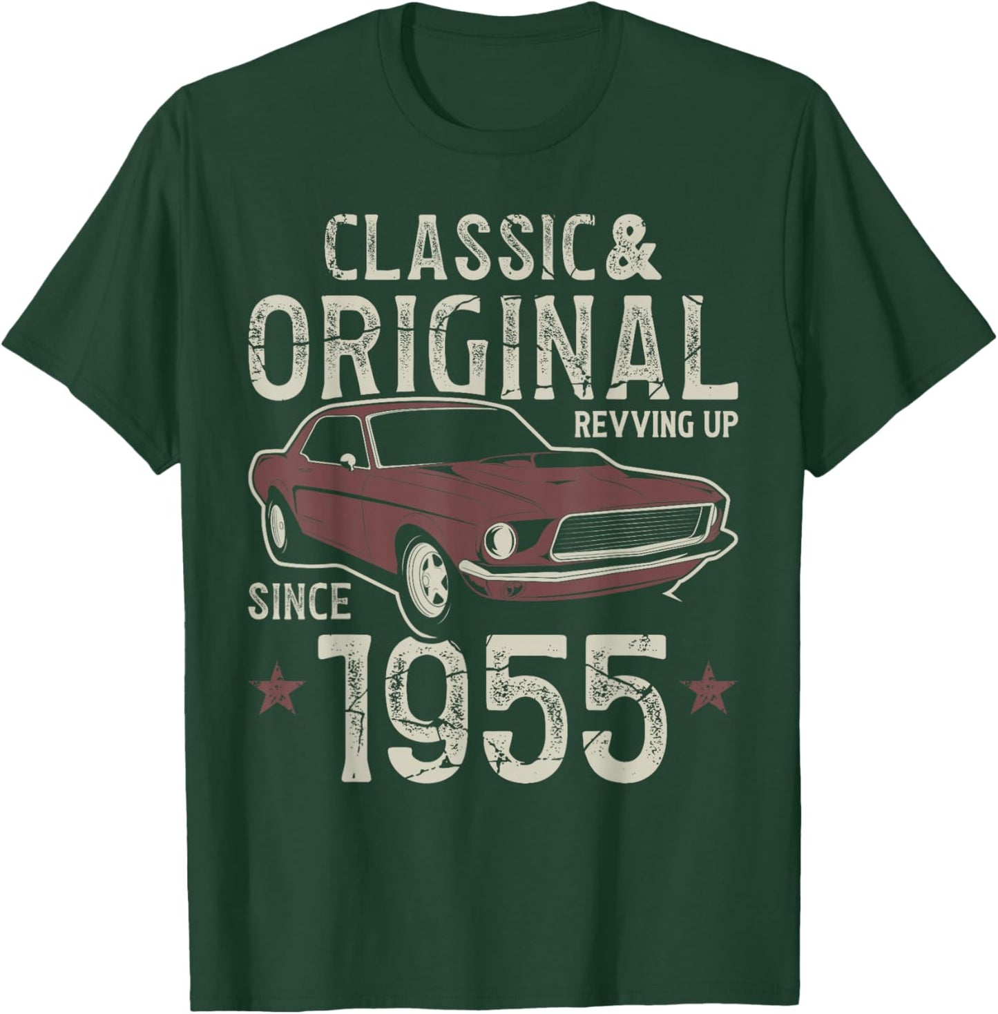 70th Birthday Born 1955 Classic Car T-Shirt - T-Shirt | Forest