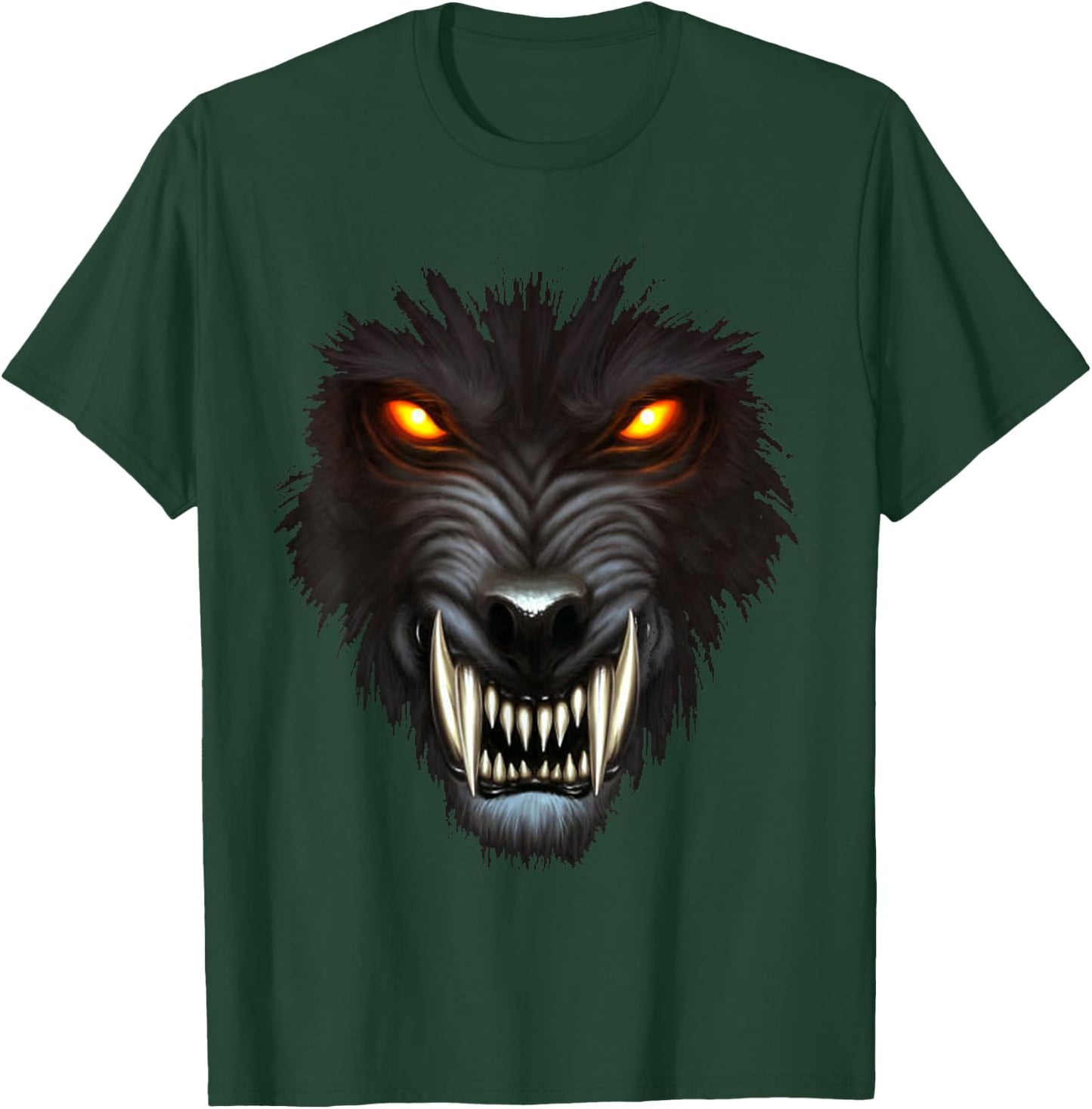 Werewolf Face Full Moon Scary Wolf Spooky Halloween Monster T-Shirt - T-Shirt | Forest