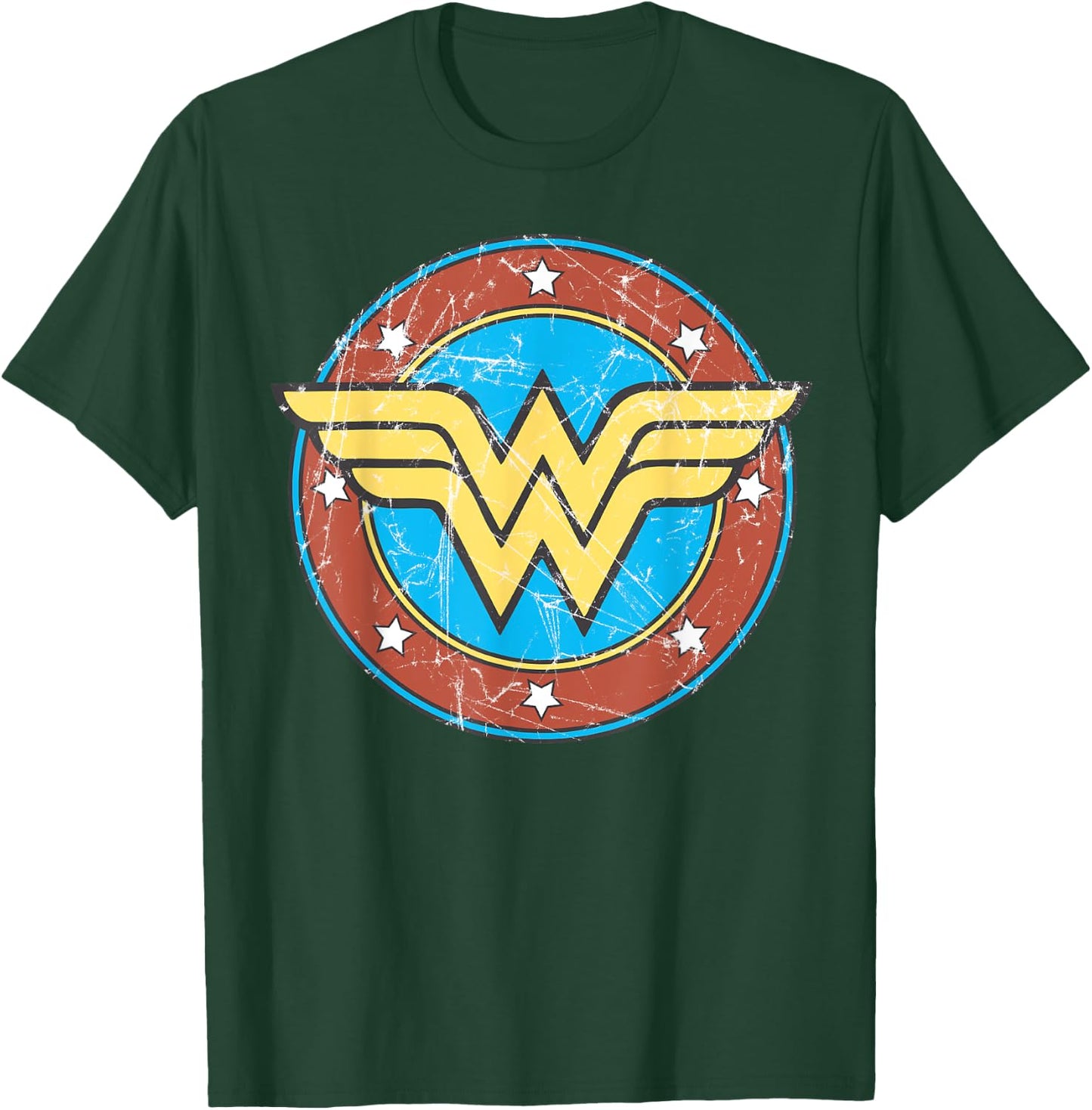 DC Wonder Woman Logo Circle Distressed T-Shirt - T-Shirt | Forest
