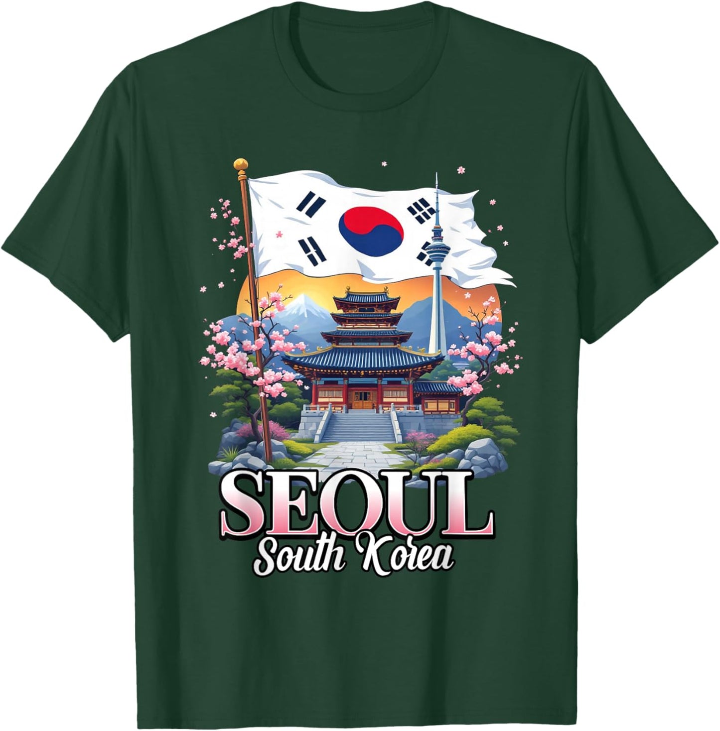 Seoul South Korea Travel South Korean Flag Souvenir T-Shirt - T-Shirt | Forest