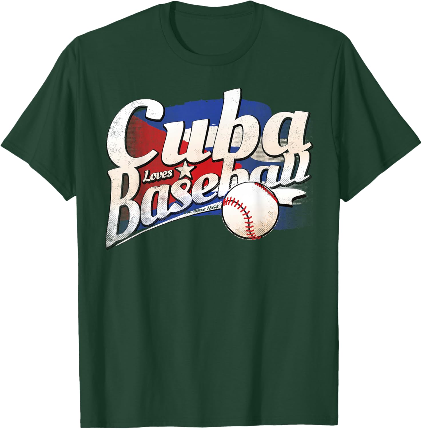 Cuba Baseball Shirt Cuban Flag Patriotic T-Shirt - T-Shirt | Forest