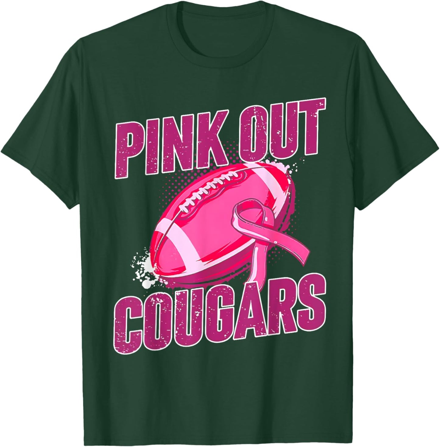 Cougars Pink Out Football Tackle Breast Cancer T-Shirt - T-Shirt | Forest