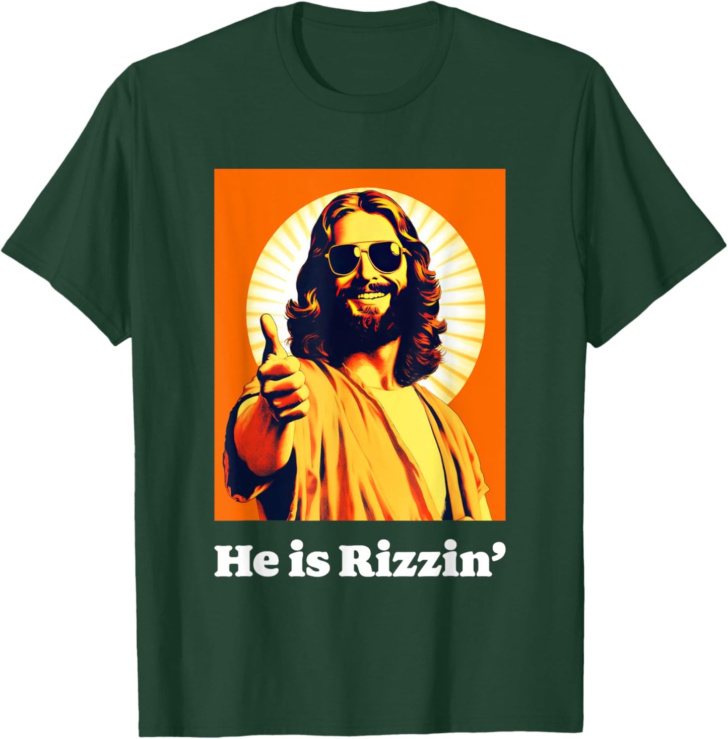 He Is Risen Cool Jesus Rizzin Funny Easter T-Shirt - T-Shirt | Forest