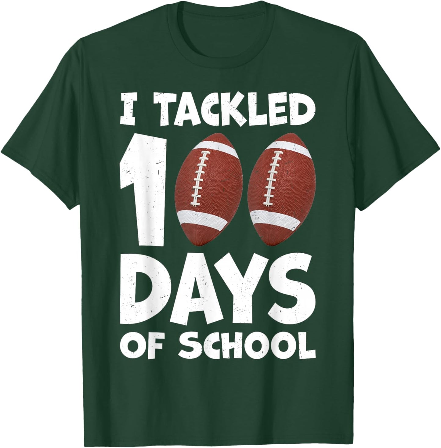 I Tackled 100 Days Of School Football 100th Day Party Boys T-Shirt - T-Shirt | Forest