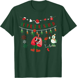 Respiratory Squad Nurse Xmas Light Lung Hanging Pulmonary T-Shirt - T-Shirt | Forest