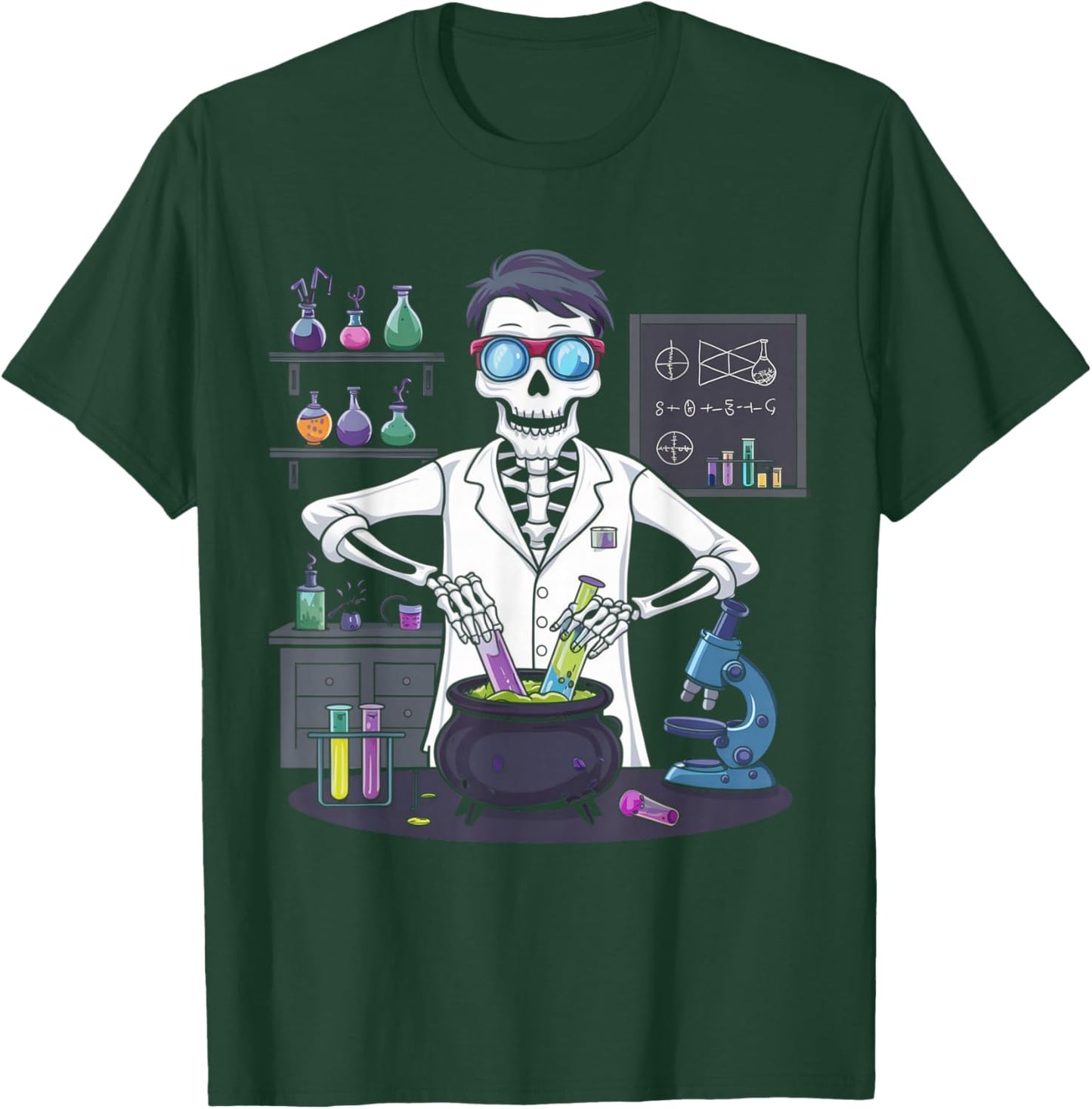Funny Science Teacher Halloween Skeleton Scientist Chemistry T-Shirt - T-Shirt | Forest
