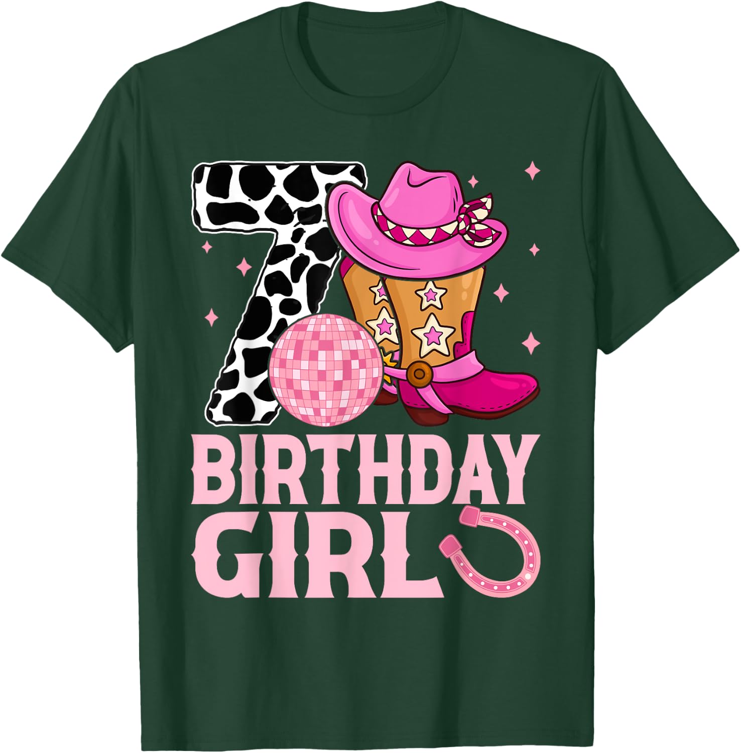 Happy 7th Birthday Girl Outfit Rodeo Western Cowgirl Cowboy T-Shirt - T-Shirt | Forest