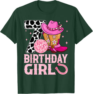 Happy 7th Birthday Girl Outfit Rodeo Western Cowgirl Cowboy T-Shirt - T-Shirt | Forest