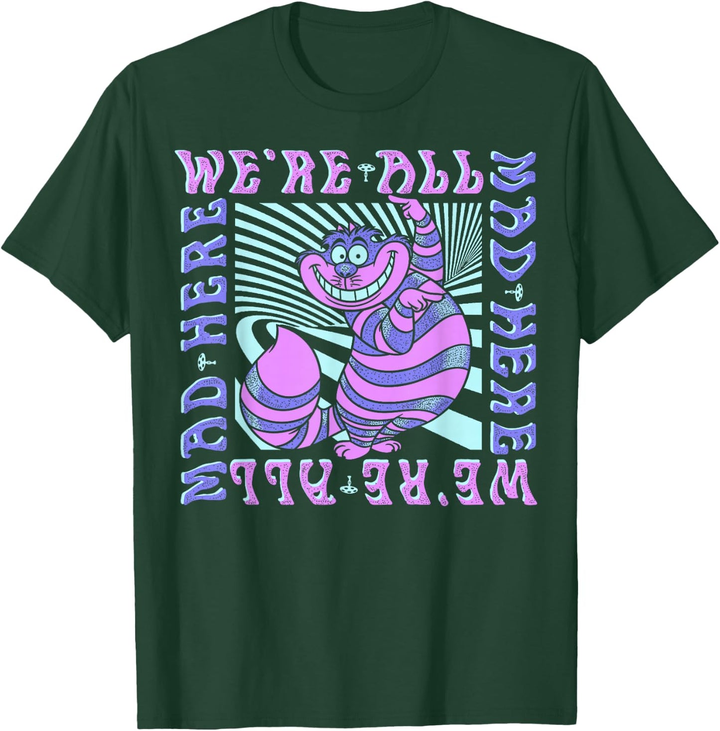 Disney Alice In Wonderland Cheshire Cat We're All Mad Box Up Short Sleeve T-Shirt - T-Shirt | Forest