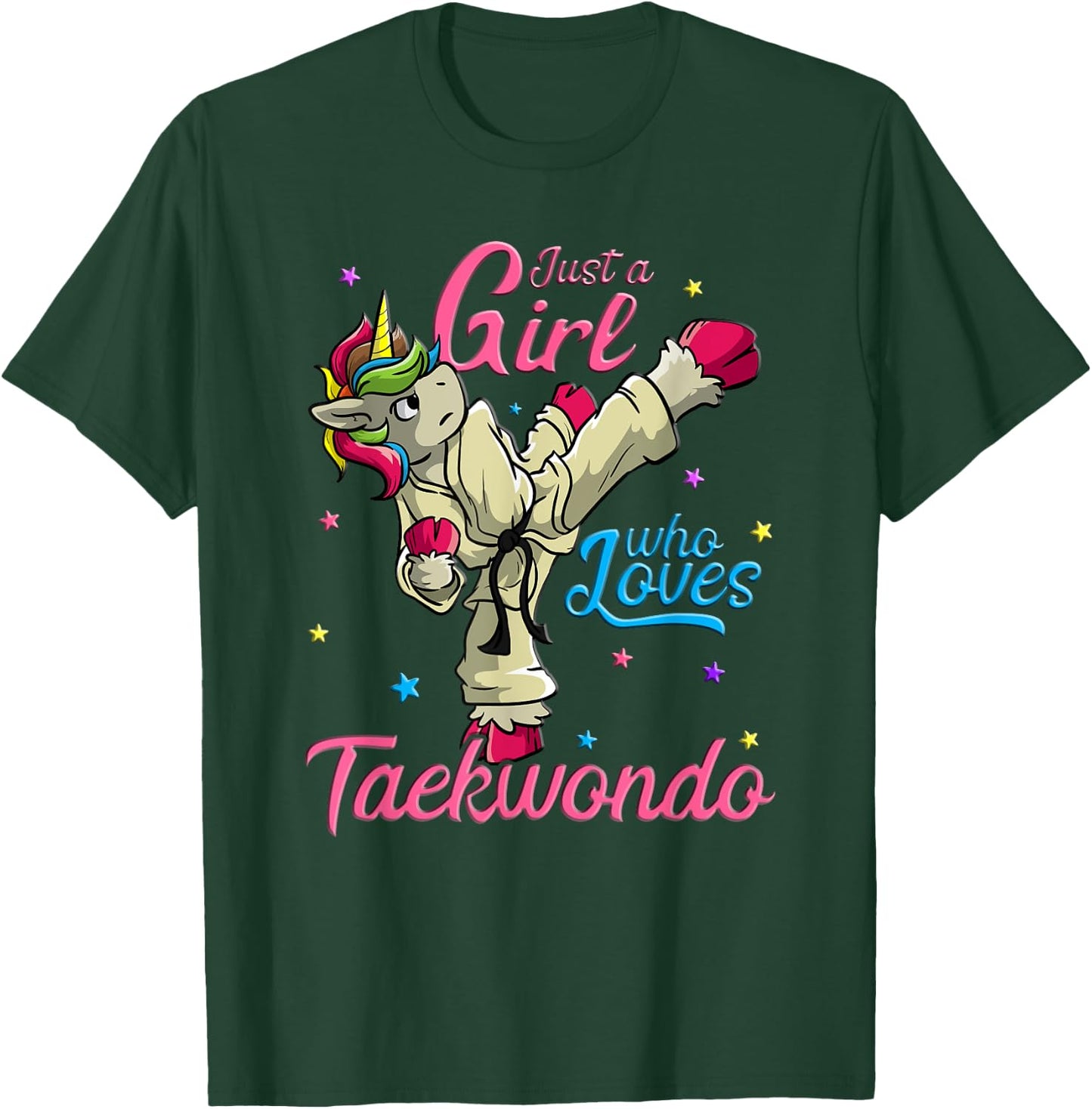 Just a Girl Who Loves Taekwondo Unicorn Tae Kwon Do Gift T-Shirt - T-Shirt | Forest