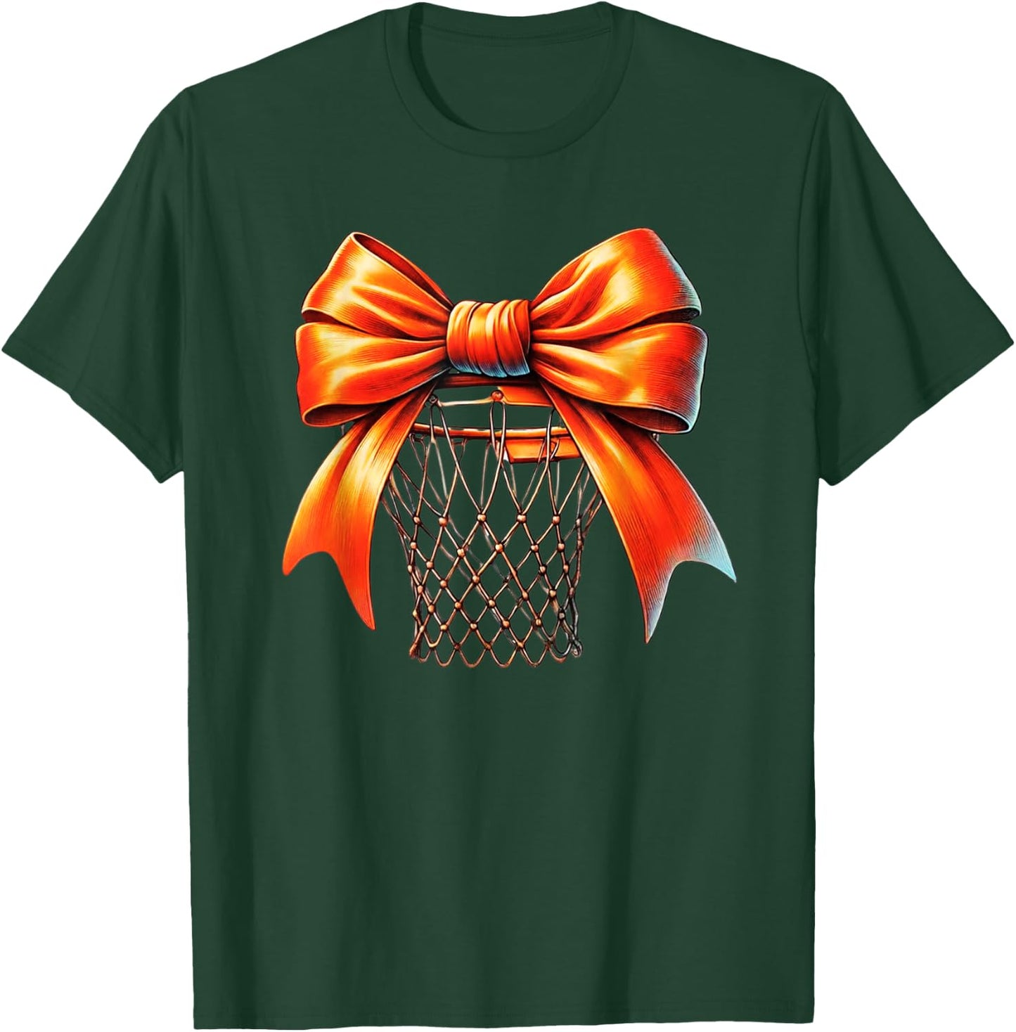 Cute Basketball Coquette Bow Basketball Girl Basketball Hoop T-Shirt - T-Shirt | Forest