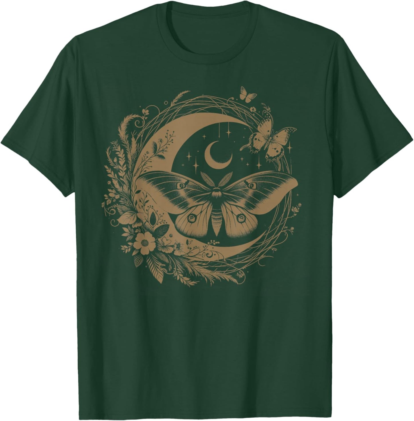 Cute Fairycore Floral Moth Aesthetic Girls Women Graphic T-Shirt - T-Shirt | Forest