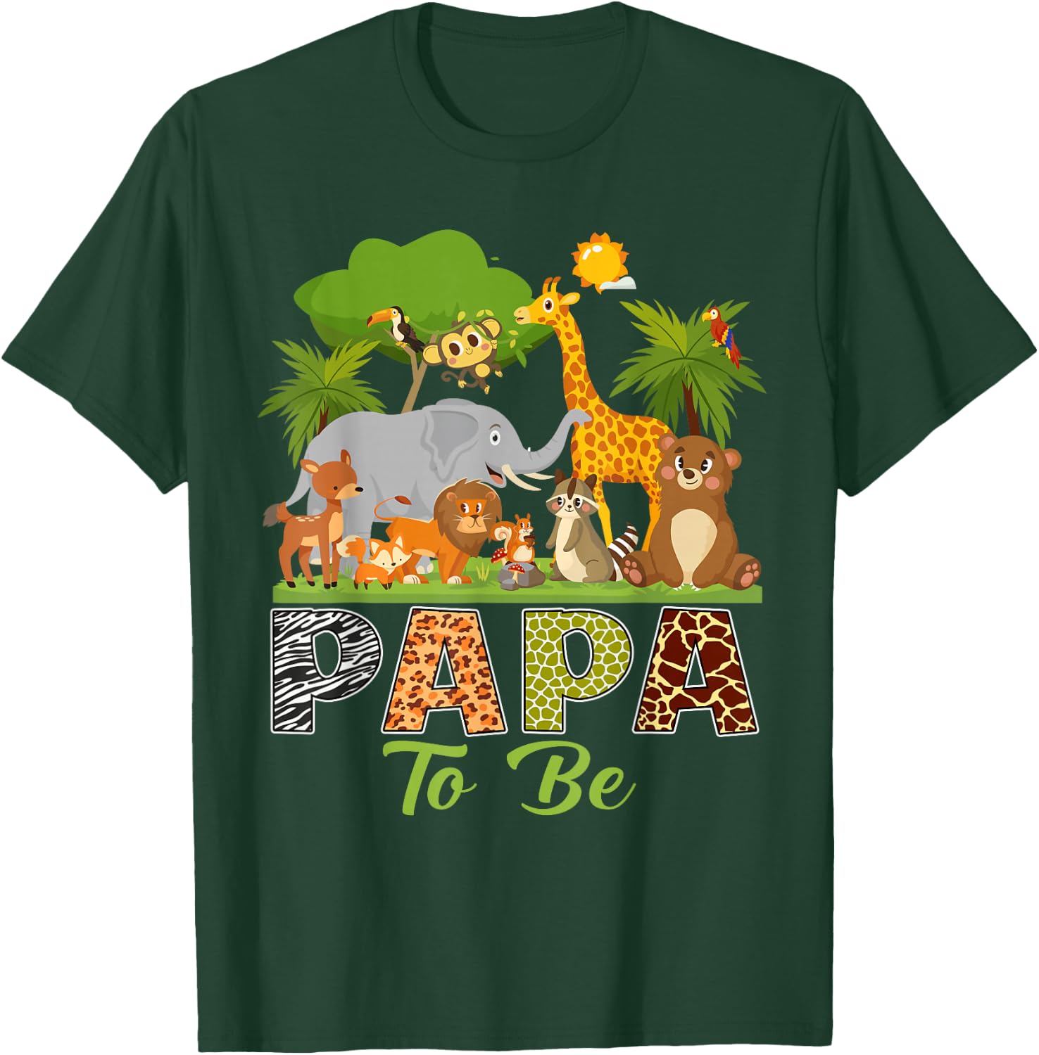 Soon To Be Papa Jungle Animal Safari Baby Announcement T-Shirt - T-Shirt | Forest